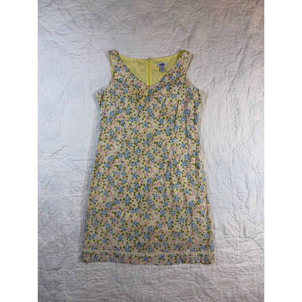 Old Navy Vtg Floral 100% Cotton V-neck & Knee Length dress Sz 12 Cottage Retro